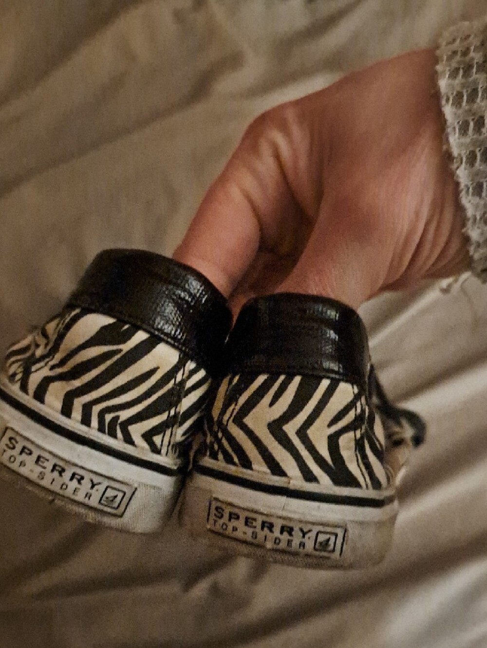 Sperry Women's Zebra-Print Canvas Lace-Up Sneakers - Black & White - Picture 4 of 5